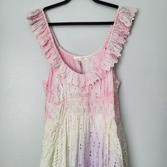 NEW $995 Loveshackfancy Corabella Revolve 100% Silk Tie Dye Ruffled Maxi… - Picture 15 of 16